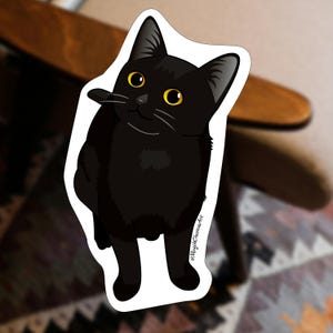 Kawaii Black Cat Sticker - Vinyl Laptop Decal for Cat Lovers, Witchy Vibes, Durable & Water-Resistant