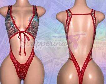 Exotic Dance Wear Front Tie One Piece