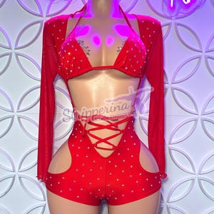 Exotic Dance Wear/Bottle Girl Outfit “Bottle Babe (Red)