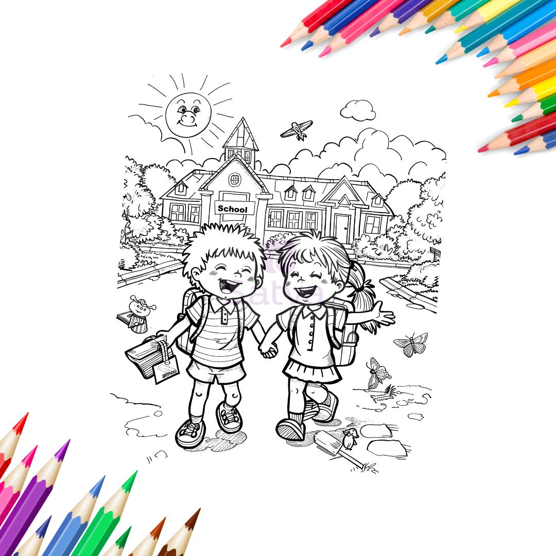 Easy Back to School Coloring Pages for Kids, 50 Back to School ...