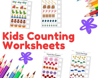 Kids Counting Activity: Summer Worksheets for Toddlers (Digital Download)