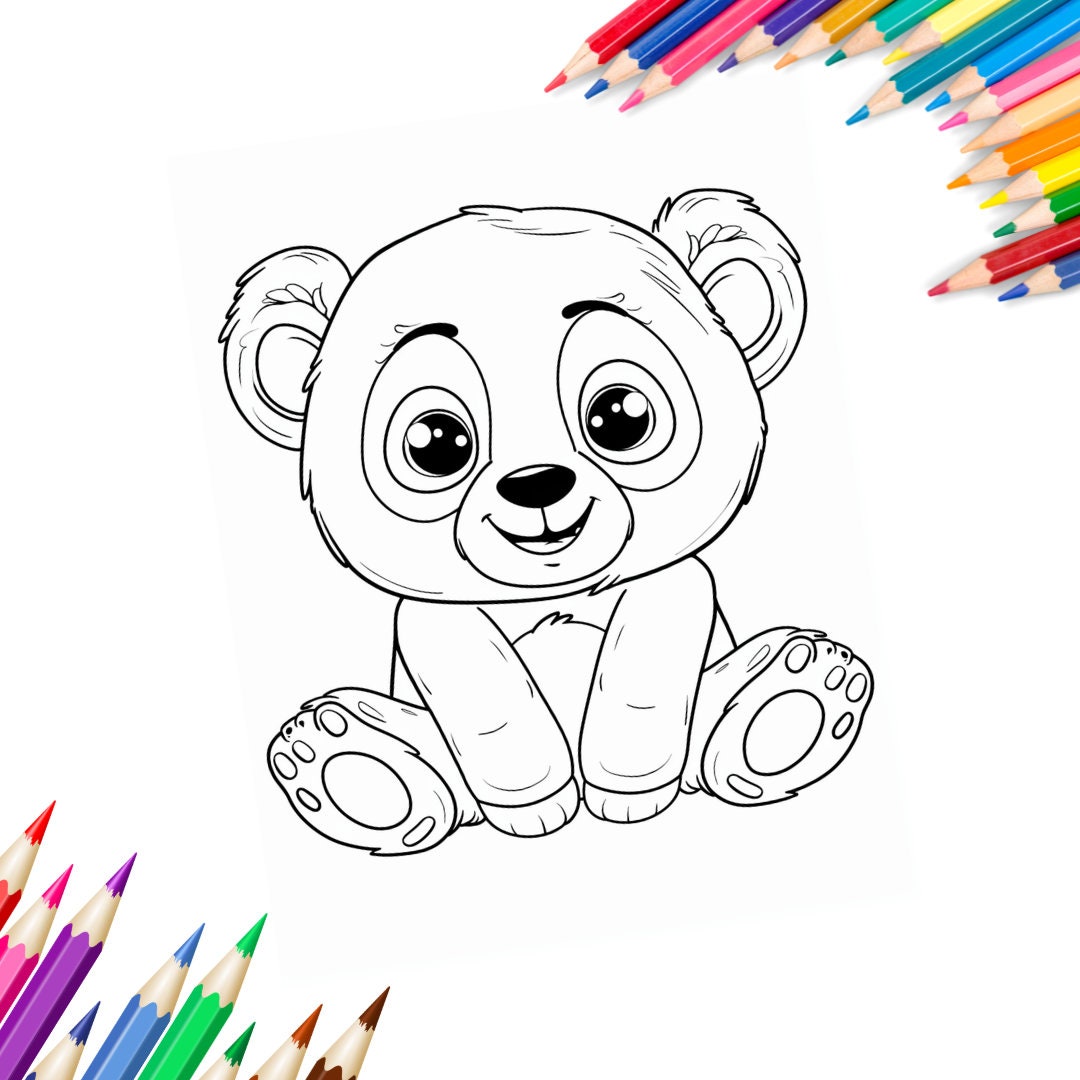 Easy Panda Coloring Pages, High Quality Coloring Books, Printable