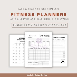 Zestaw do wydruku Workout Planner! Planer fitness, produktywny planer dla dorosłych w formatach A4, A5, US letter, Half Letter.