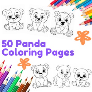 Dibujos fáciles para colorear de pandas, libros para colorear de alta calidad, páginas para colorear para niños imprimibles en tamaño carta y A4.
