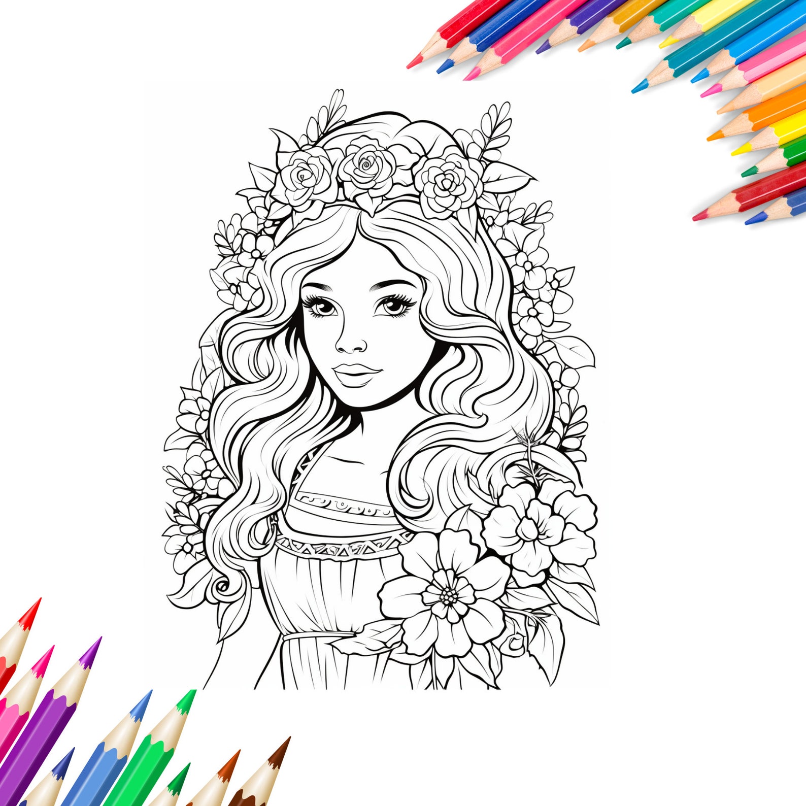 Easy Cute Princess Coloring Pages for Kids, 30 High Quality Coloring ...