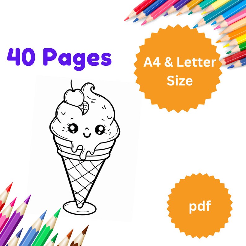 Kids Food Fun Coloring Pages: 60 Printable Designs (letter & A4 Size ...