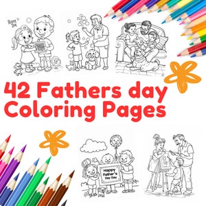 Páginas fáciles para colorear del día del padre para niños, páginas para colorear del día del padre para niños pequeños en tamaños carta y A4