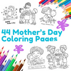 Mother&#39;s Day Coloring Pages for Kids (Printable Letter/A4)