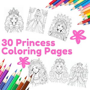 Easy Cute Princess Coloring Pages for Kids, 30 High Quality Coloring Pages Princess Printable Princess Coloring Pages for Girls Princess
