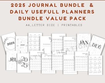 Bundel dagboekplanner 2025: A4- en Letter-formaat (afdrukbaar)