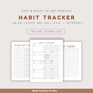 Monthly Habit Tracker Printable Landscape, Habit Tracker Template, Routine Tracker, 30 Day Habit Challenge, A4,A5,Letter, Instant Download
