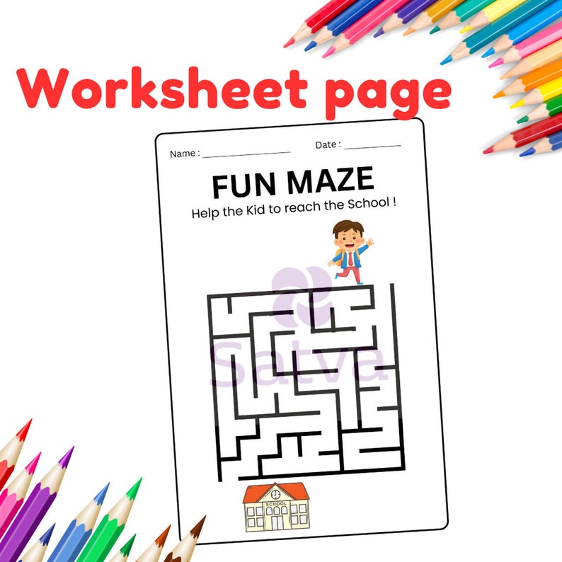 Kids Fun Maze Activity Worksheets, Easy Kids Activity Worksheets, 20 ...