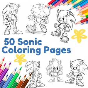 Páginas para colorear de Sonic fáciles para niños, 50 páginas para colorear de Sonic de alta calidad para niños, imprimibles en tamaño carta y A4