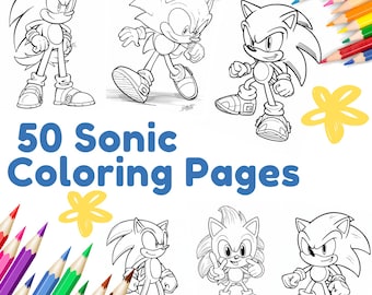 Easy Sonic Coloring pages for kids, 50 High Quality Sonic Coloring pages for kids, Printable in letter and A4 Size