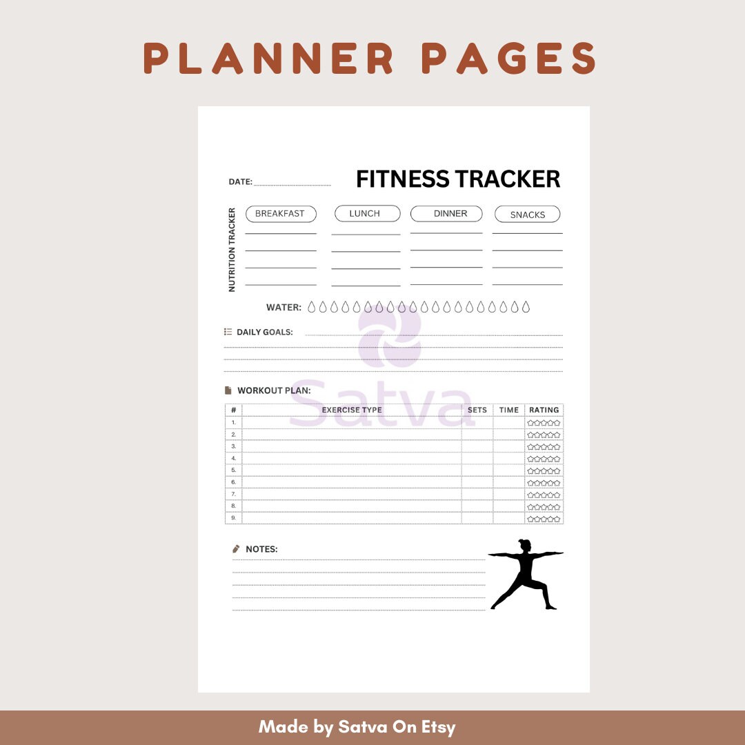 Workout Planner Printable Bundle: Fitness & Meal Tracker (digital ...