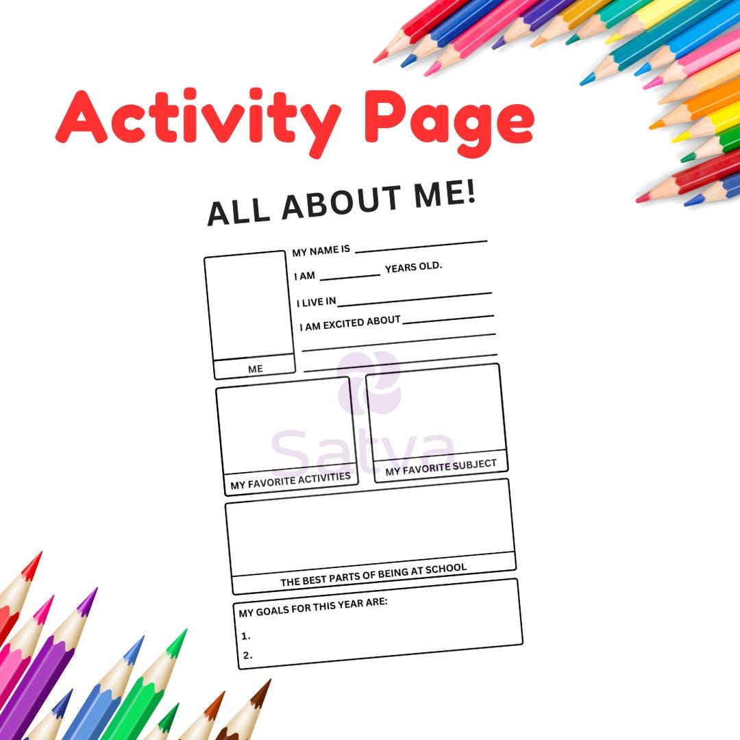 All About Me Kids Activity: Printable Worksheet (letter/a4) (PDF) - Etsy