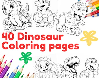 Easy Dinosaur Coloring Pages 40 Pages For Kids Toddlers Preschoolers Toddlers Coloring Book Simple Coloring Pages Dinosaurs Printable