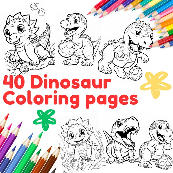 Easy Dinosaur Coloring Pages 40 Pages For Kids Toddlers Preschoolers Toddlers Coloring Book Simple Coloring Pages Dinosaurs Printable