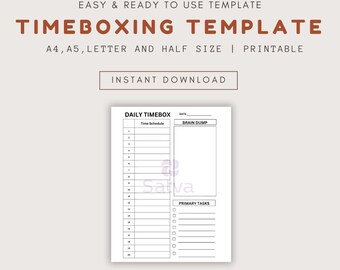 Modèle de planificateur Timeboxing : Brain Dump, Priorités (téléchargement numérique)