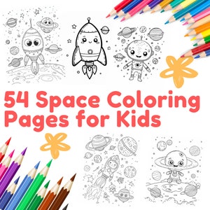 Páginas para colorir Easy Space para crianças, livros de colorir de alta qualidade, páginas para colorir em tamanho Carta e A4 para impressão