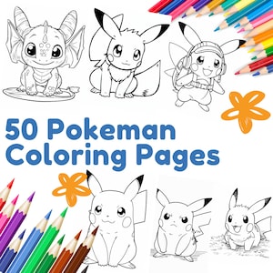 Dibujos para colorear de Pokémon fáciles para niños, libros para colorear de alta calidad, páginas para colorear imprimibles en tamaño carta y A4 para niños