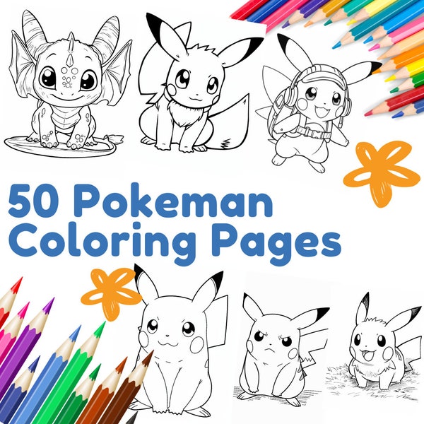 Easy Pokemon coloring pages for kids, High quality coloring books, Printable Letter and A4 size coloring pages for kids