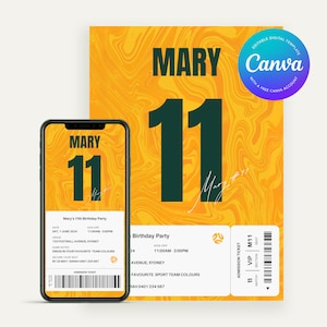 Bearbeitbar The Matildas Geburtstagseinladung | Canva Digitale Vorlage | Druckbare Party einladen | Kindergeburtstag | Fußball Thema