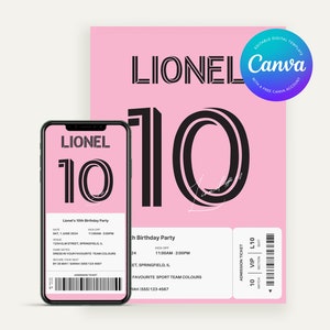 Editable Inter Miami FC Birthday Invitation | Canva Digital Template | Printable Party Invite | Children’s Birthday | Soccer Football Theme