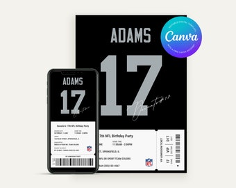 Editable Las Vegas Raiders Birthday Invitation | Canva Digital Template | Printable Party Invite | Children’s Birthday | NFL America Theme
