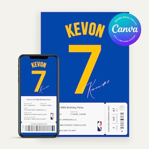 Editable Golden State Warriors Birthday Invitation | Canva Digital Template | Printable Party Invite | Children’s Birthday | NBA Basketball