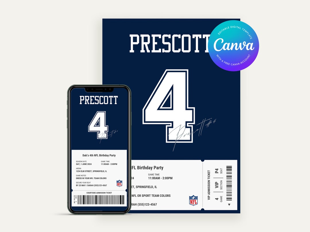 Editable Dallas Cowboys Birthday Invitation Canva Digital Template