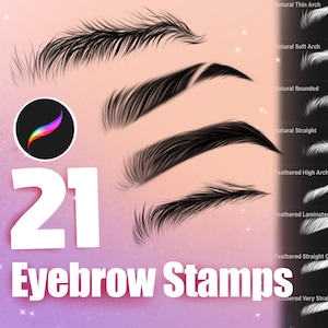 Eyebrow Stamp Brushes for PROCREATE! Pre Designed, Realistic Eyebrow Styles for Digital Art, Laminated, Feathered  (Digital Download)