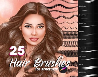 Procreate Brushes for Hair! Beginner friendly, hair brushes, curly hair, braids, wavy hair, straight hair, individual strands- EASY USE