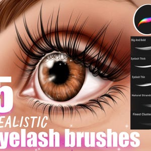 Procreate EYELASH brushes for digital art- REALISTIC hair strands, individual hair brushes, eyelash makeup brushes, natural for beginners!