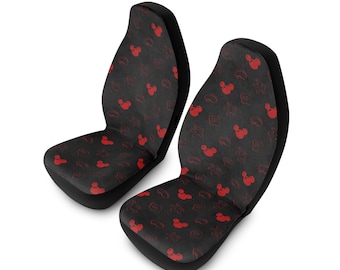 Red Mickey Silhouette Pattern Car Seat Covers | Polyester