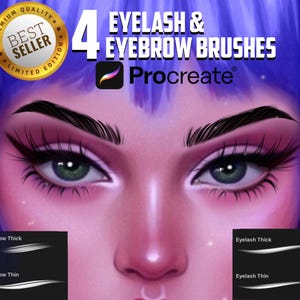 EYELASH + EYEBROW Brush Pack for PROCREATE- Realistic Hair Strands, Individual Hair Brushes, Thick & Thin Styles For Beginners! Download