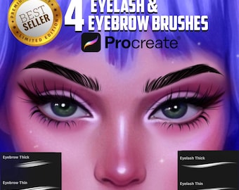 EYELASH + EYEBROW Brush Pack for PROCREATE- Realistic Hair Strands, Individual Hair Brushes, Thick & Thin Styles For Beginners! Download
