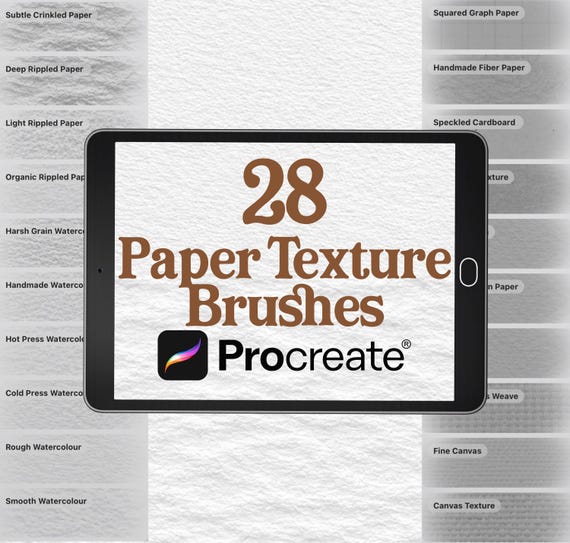 Paper Texture Brushes for PROCREATE! Watercolour Paper, Realistic Canvas, Organic, Linen, Woven, Aged Paper, Crushed, Crinkled (digital)