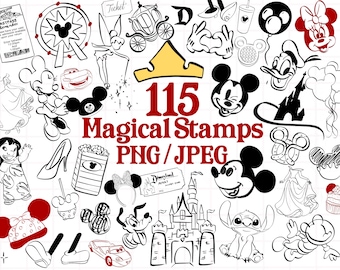 Disney Park Magical Mouse Clip Art PNG/ JPEG BUNDLE! Doodle Line Art Style Magic Flash Designs Mickey Hand Drawn (Download & Commercial Use)