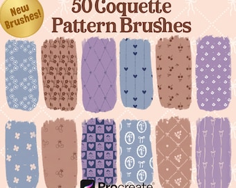 Coquette Seamless Pattern Brushes for Procreate! Patterns, Bows, Lines, Floral, Vintage Patterns for Beginners (instant download)