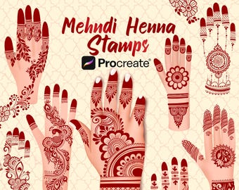 Indian Mehndi Henna Design Stamps for PROCREATE! Henna, Mehndi, Paisley Indian Wedding Sticker, Indian Fashion Pre Designed Stamp (download)