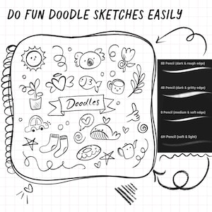 27 Sketch Pencil Brushes for Procreate! Procreate Sketching Brush Pack, Line art, Pen Marker Brushes, Character Designing Portrait Brushes image 4