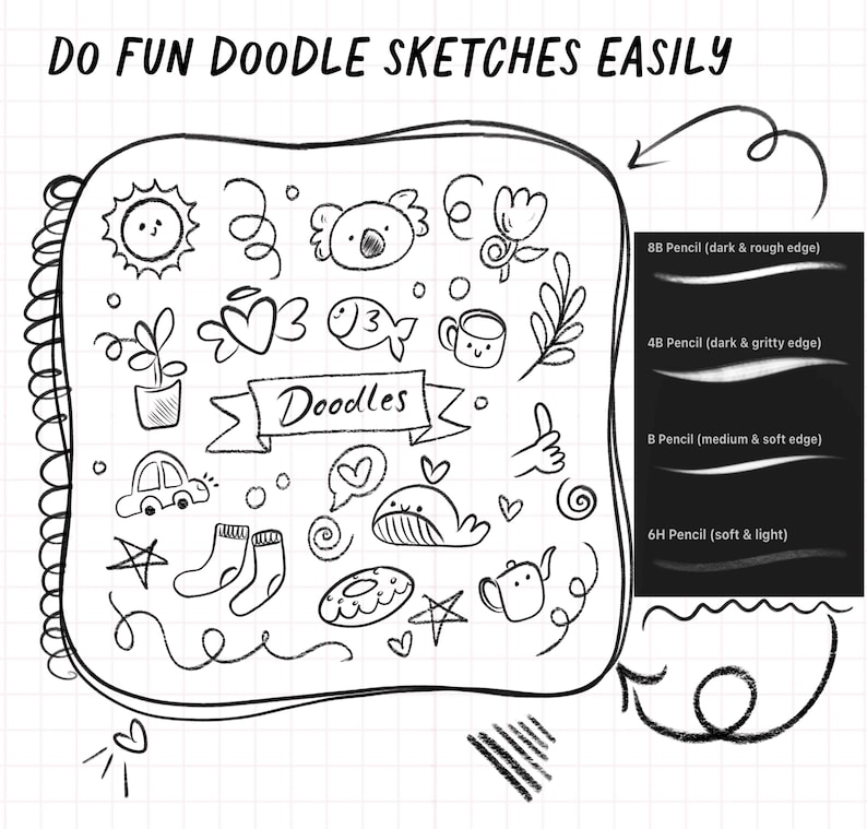 27 Sketch Pencil Brushes for Procreate! Procreate Sketching Brush Pack, Line art, Pen Marker Brushes, Character Designing Portrait Brushes image 4