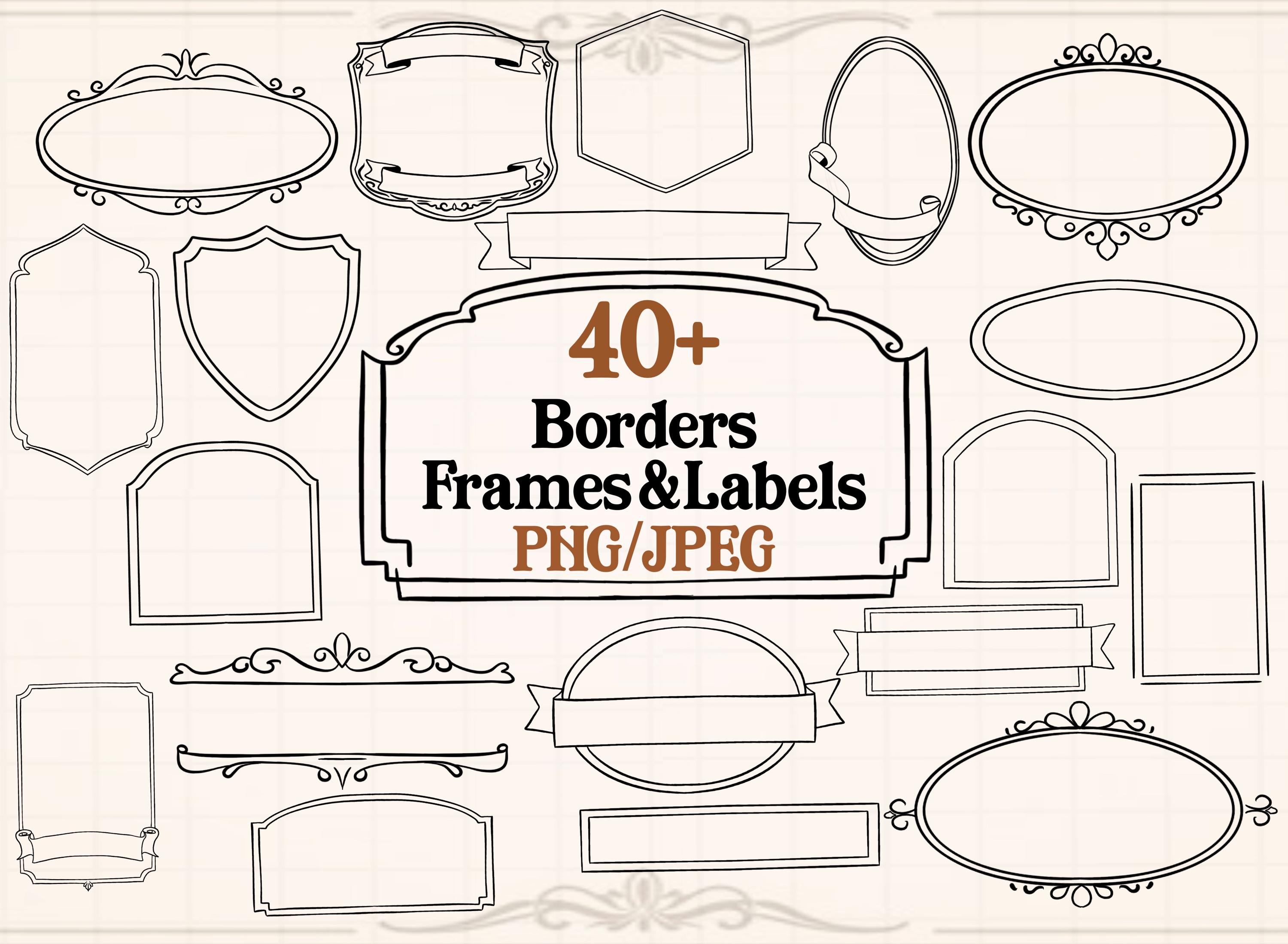 Classic Label Frames PNG JPEG Bundle! Vintage Frames, Simple Label ...
