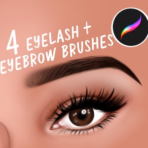 4 realistic EYELASH + EYEBROW brushes for digital art PROCREATE- hair strands, individual hair brushes, for beginners!