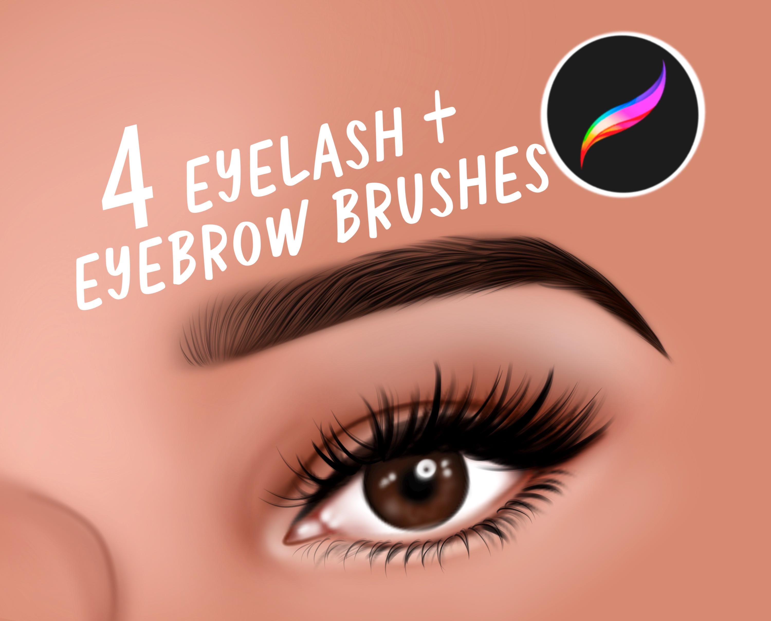 4 pinceles realistas de pestañas y cejas para Procreate – Mechones individuales para retratos