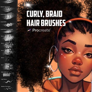 55 vlechten en krullen voortplanten Borstels, krullen, afro, wendingen, vlechten, haarborstels voor digitale kunst (digitale download)