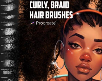 55 Procreate Braid and Curly Hair Brushes, Curls, Afro, Twists, Plaits, Hair Brushes for Digital Art (digital download)
