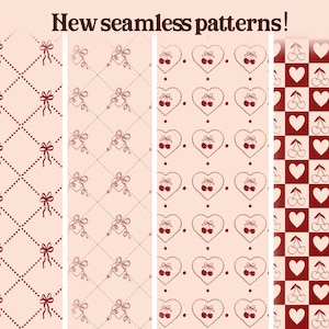 Coquette Seamless Pattern Brushes for Procreate! Patterns, Bows, Lines, Floral, Vintage Patterns for Beginners (instant download) image 2