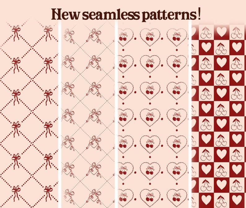 Coquette Seamless Pattern Brushes for Procreate! Patterns, Bows, Lines, Floral, Vintage Patterns for Beginners (instant download) image 2